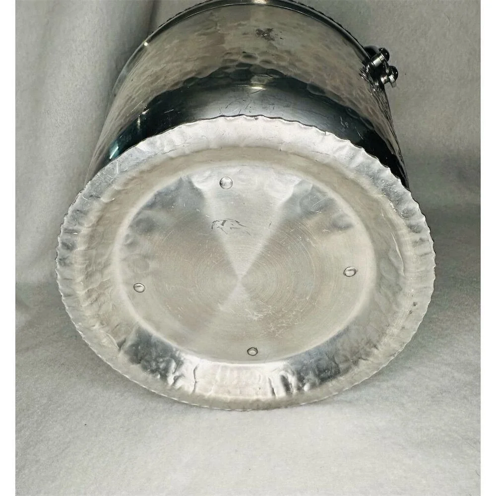 Rodney Kent‎ Hammered Aluminum Ice Bucket Mid-Century Modern Silver